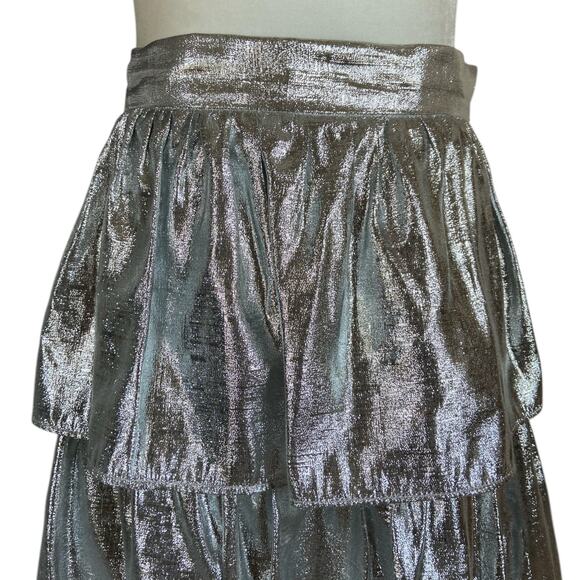 NWT Antonio Melani x Born on Fifth Aurelia Metallic Tiered Ruffle Skirt - Picture 6 of 10